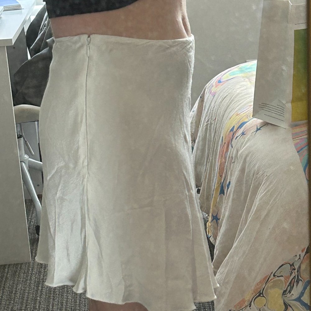 Boho White Satin Skirt